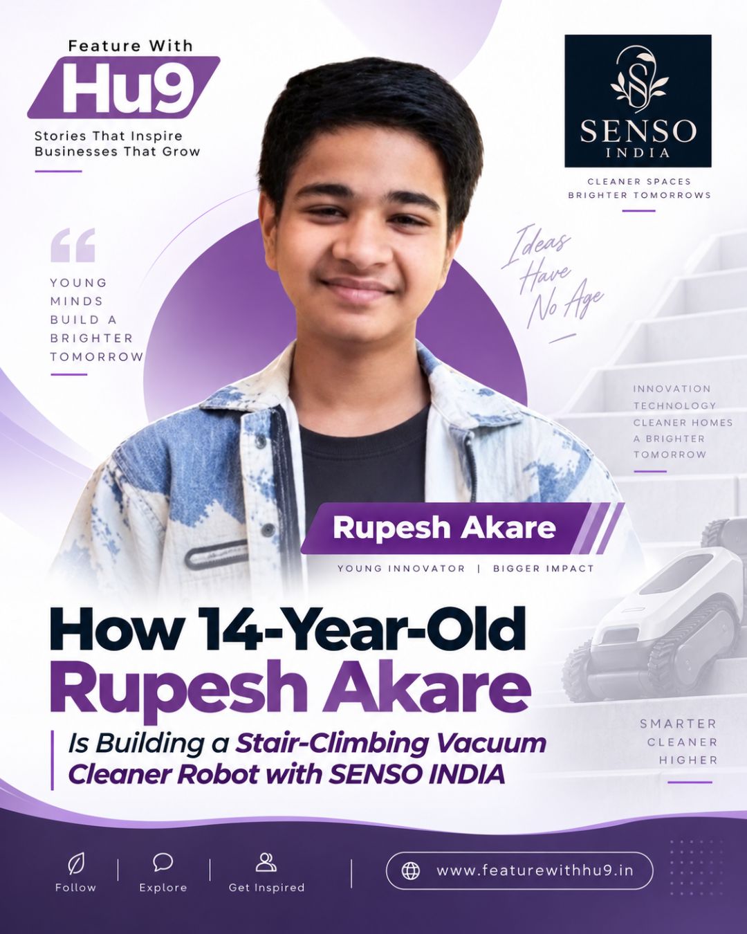 How 14-Year-Old Rupesh Akare Is Building a Stair-Climbing Vacuum Cleaner Robot with SENSO INDIA